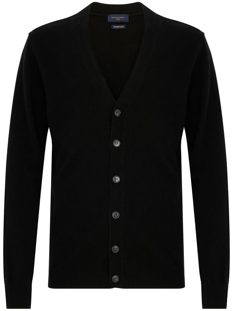 Daniele Fiesoli Black Wool Cardigan With Buttons