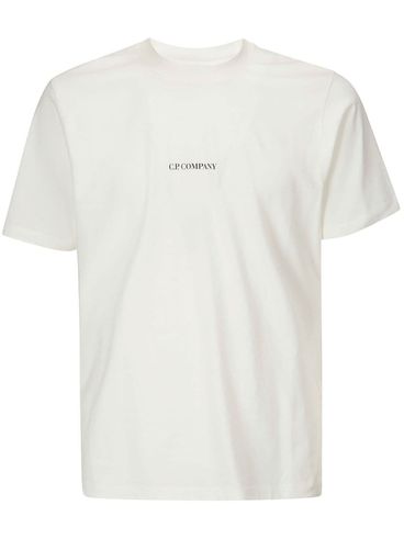 C.P. COMPANY - White cotton T-shirt with logo