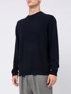 Maglia in cashmere blu girocollo