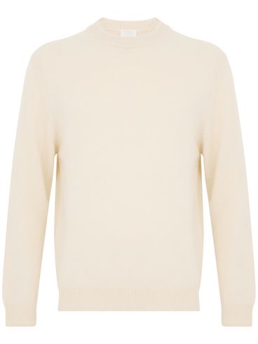 Maglia in cashmere bianco girocollo