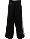 y3 - Wide-leg wool blend pants with stripes