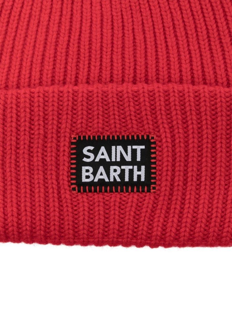 Shop Mc2 Saint Barth Berry Beanie In Ribbed Wool In Red