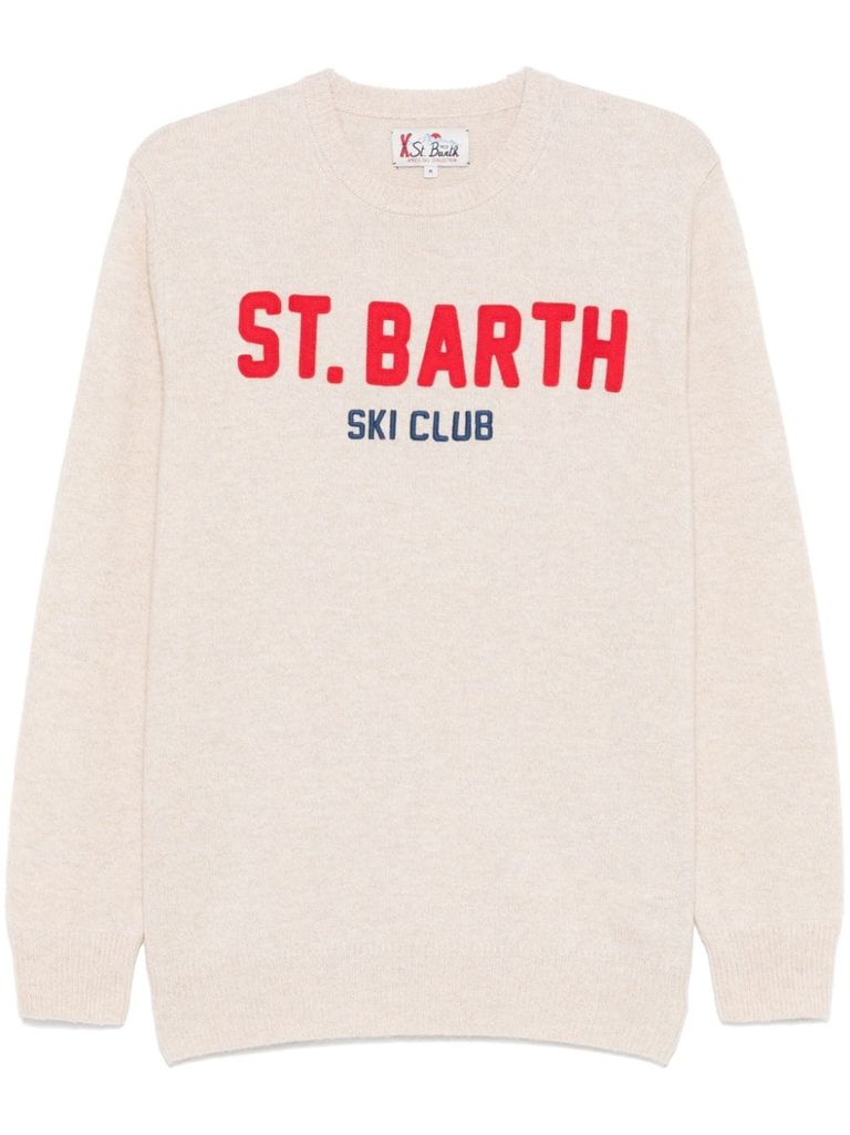 Shop Mc2 Saint Barth Heron Crewneck Sweater In Wool In Beige