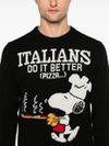 Heron crewneck sweater in wool with Snoopy