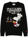 Heron crewneck sweater in wool with Snoopy