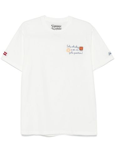 T-shirt in cotone bianco con ricamo