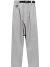 y3 - Sports pants with belt and stripes.