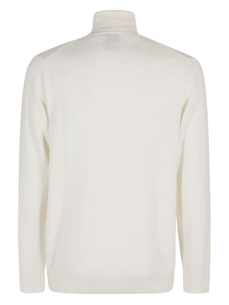 Shop Mc2 Saint Barth Dolcevita Sweater In Wool Blend With Writing In White