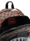 Checkered faux leather backpack with mouth design