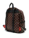 Checkered faux leather backpack with mouth design