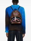 Checkered faux leather backpack with mouth design