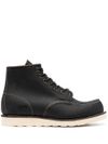 red wing - Anfibi in pelle di vitello nero con lacci