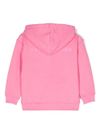 Logo patch pink zipped hoodie