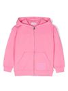 Logo patch pink zipped hoodie