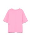 T-shirt con logo in strass rosa