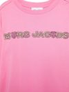 T-shirt con logo in strass rosa