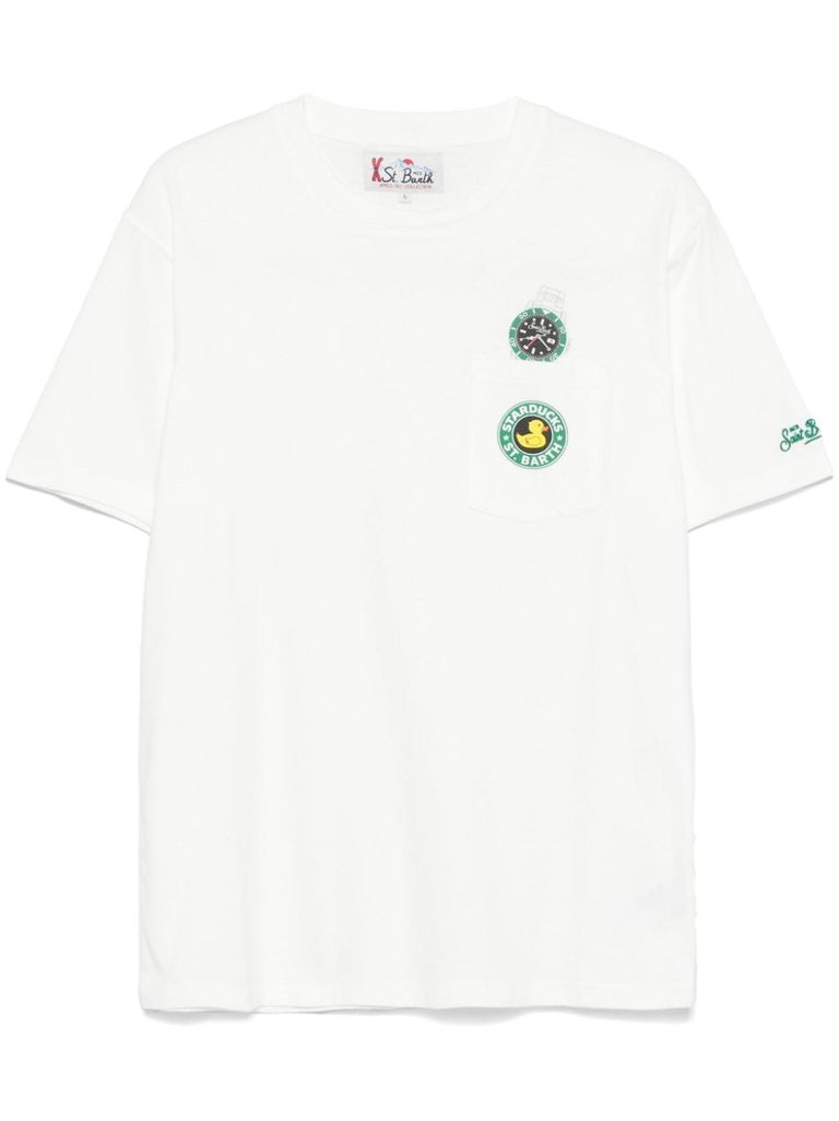 Shop Mc2 Saint Barth Connor Cotton T-shirt With Pocket In White