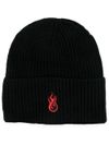 vision of super - Ribbed wool beanie with embroidery