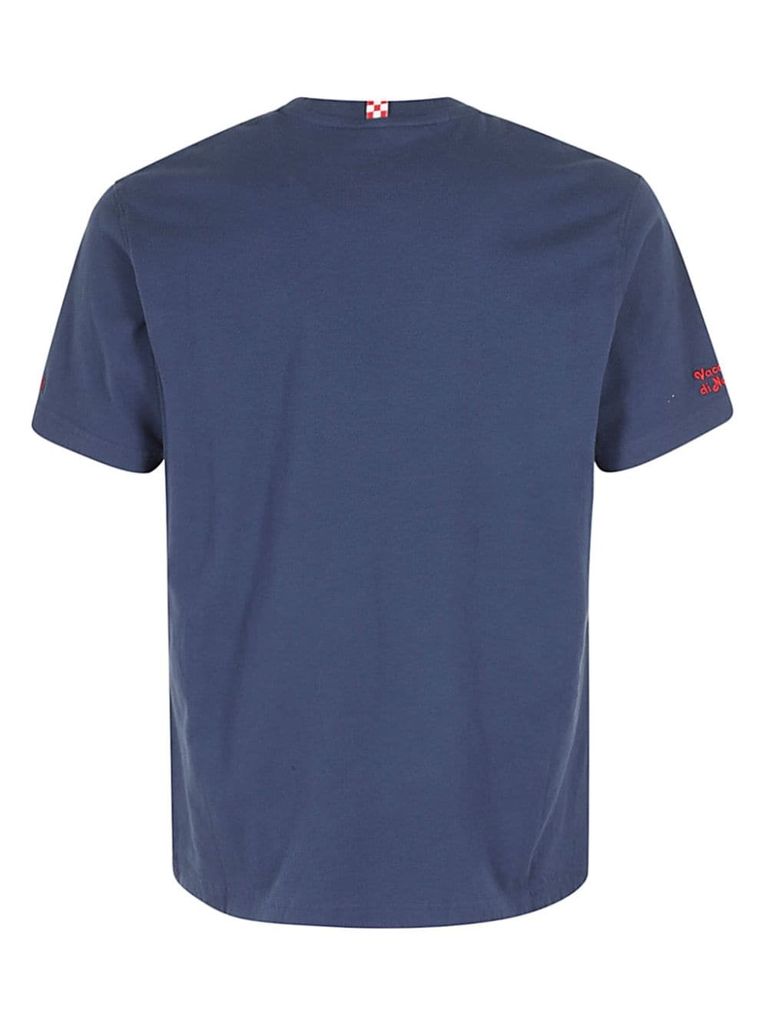 Shop Mc2 Saint Barth Arnott Cotton T-shirt With Embroidered Lettering In Blue