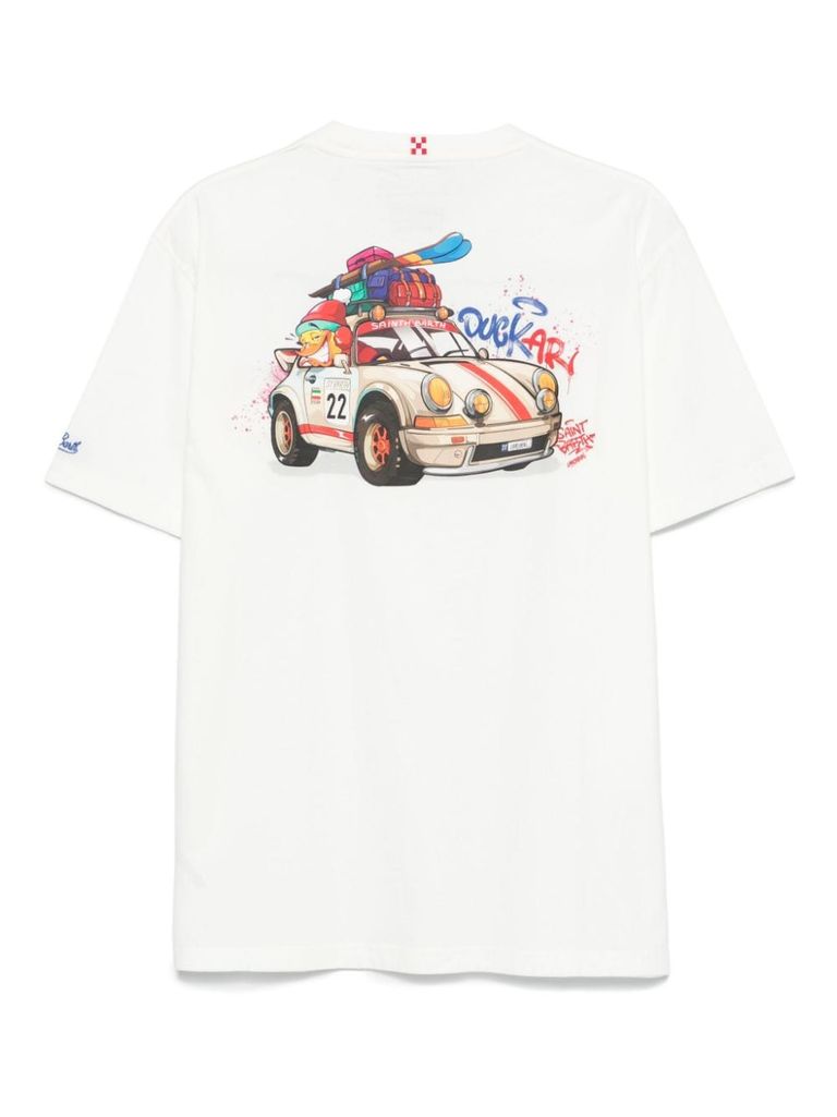 Shop Mc2 Saint Barth Arnott Cotton T-shirt With Machine Print In White