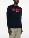 Wool crew neck sweater with logo