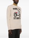 Wool sweater with motorcycle design