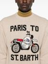 Wool sweater with motorcycle design