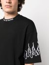 vision of super - Cotton T-shirt with flame embroidery - 3