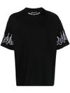 vision of super - Cotton T-shirt with flame embroidery