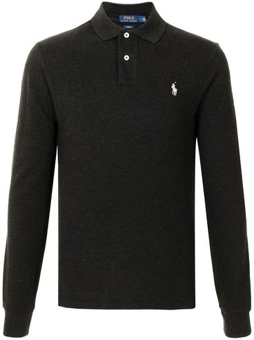 POLO RALPH LAUREN - Long-sleeve cotton polo with logo embroidery