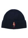 polo ralph lauren - Ribbed wool beanie with bear embroidery