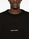 Black crew neck sweater with logo