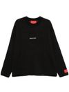 Black crew neck sweater with logo