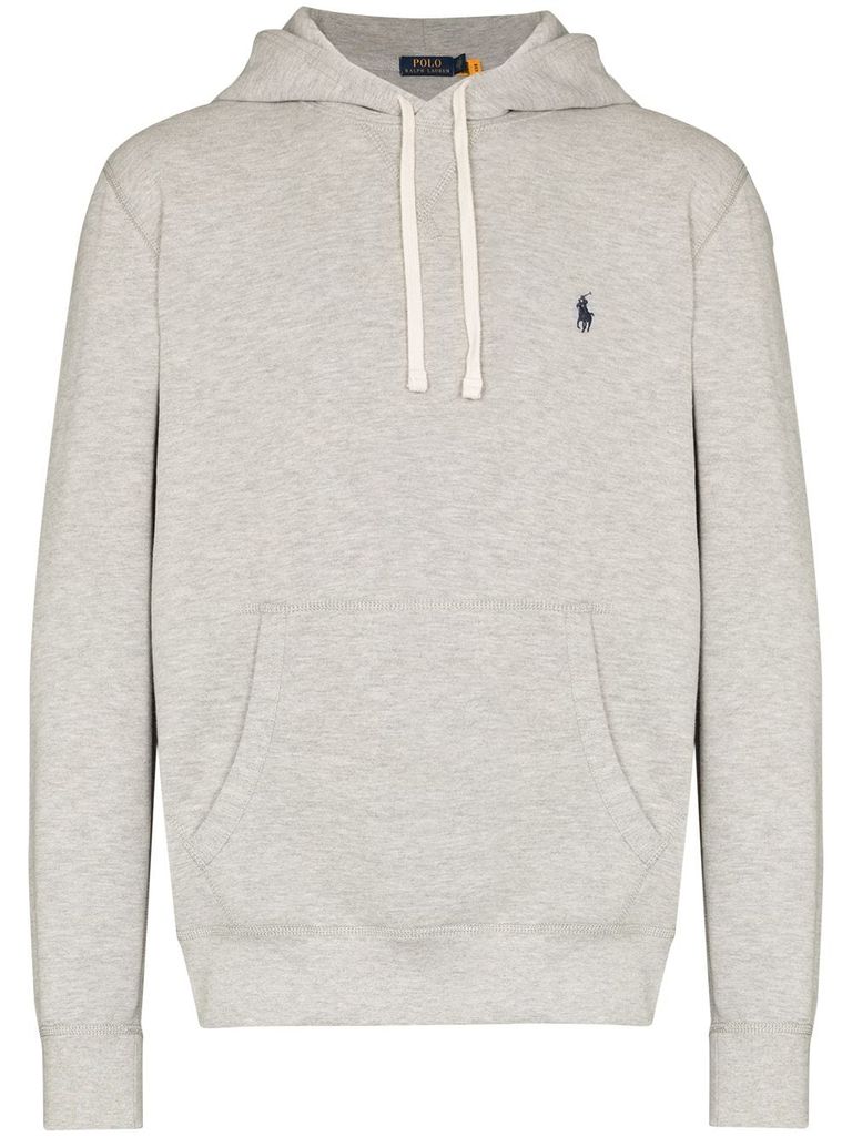 Shop Polo Ralph Lauren Cotton Hoodie With Logo Embroidery In Grey