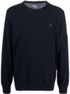 polo ralph lauren - Blue wool sweater with logo embroidery