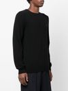 Black wool sweater with logo embroidery