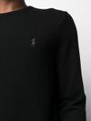 Black wool sweater with logo embroidery