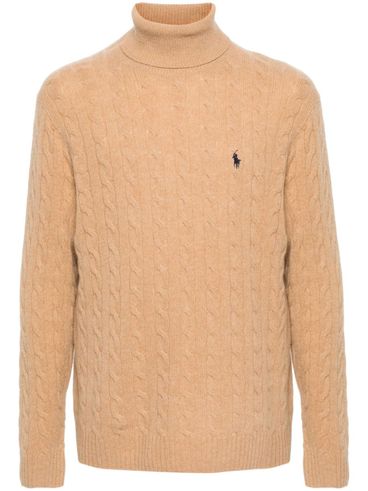 POLO RALPH LAUREN - Beige knitted wool turtleneck sweater