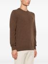 Brown wool sweater with embroidered logo