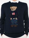 Crewneck cotton sweater with bear design