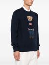 Crewneck cotton sweater with bear design