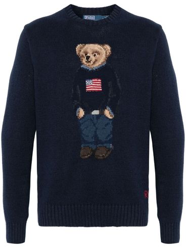 POLO RALPH LAUREN - Crewneck cotton sweater with bear design