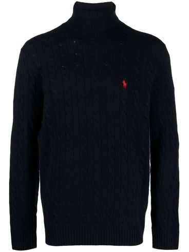 POLO RALPH LAUREN - Blue knitted wool turtleneck sweater