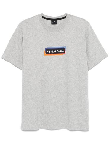 PS PAUL SMITH - T-shirt in cotone grigio con logo