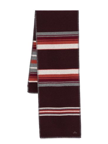 PS PAUL SMITH - Burgundy striped wool scarf