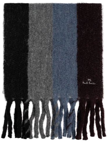 PS PAUL SMITH - Striped wool blend scarf with fringes