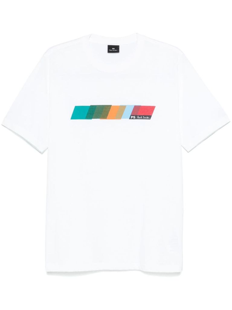 Shop Ps By Paul Smith Cotton T-shirt With Multicolored Insert In White