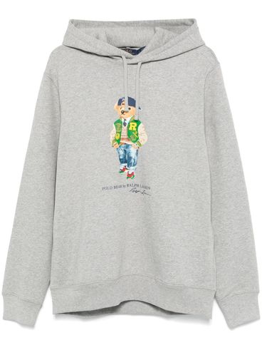 POLO RALPH LAUREN - Grey cotton sweatshirt with bear design