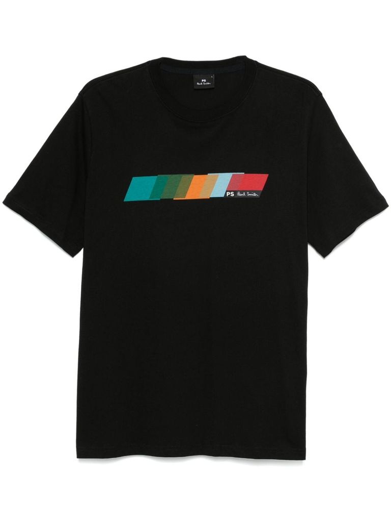 Shop Ps By Paul Smith Cotton T-shirt With Multicolored Insert In Black