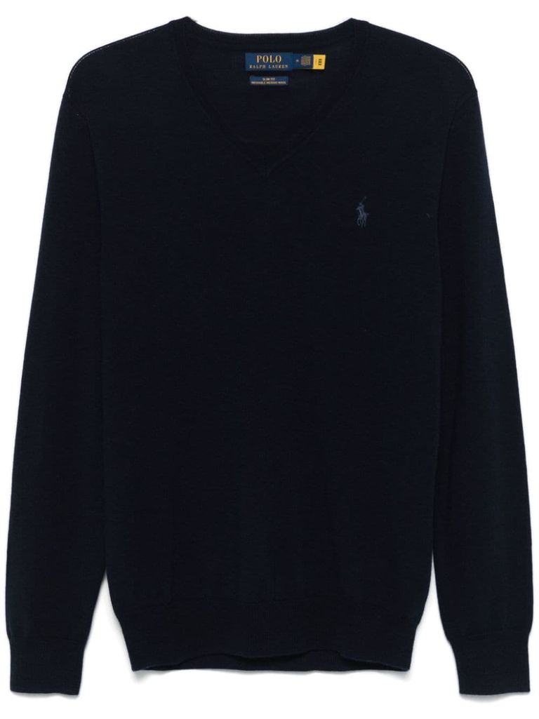 Shop Polo Ralph Lauren V-neck Wool Sweater In Blue